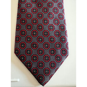 Men's Givenchy Gray Red Geometric Silk Tie One Size